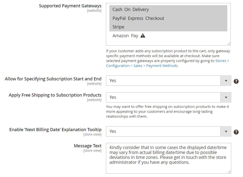 Amasty Subscriptions & Recurring Payments Magento 2 module backend