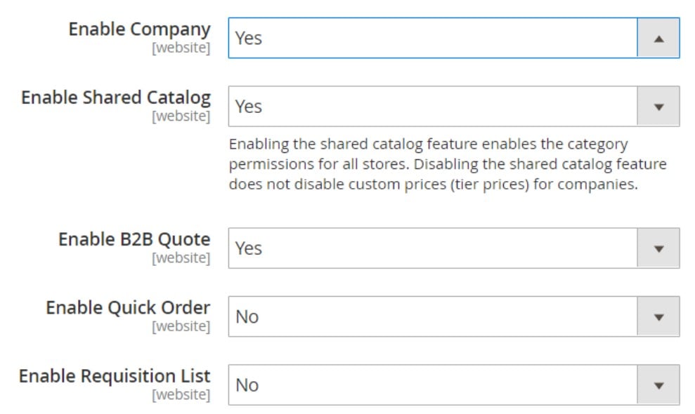 Magento 2 Commerce B2B Features