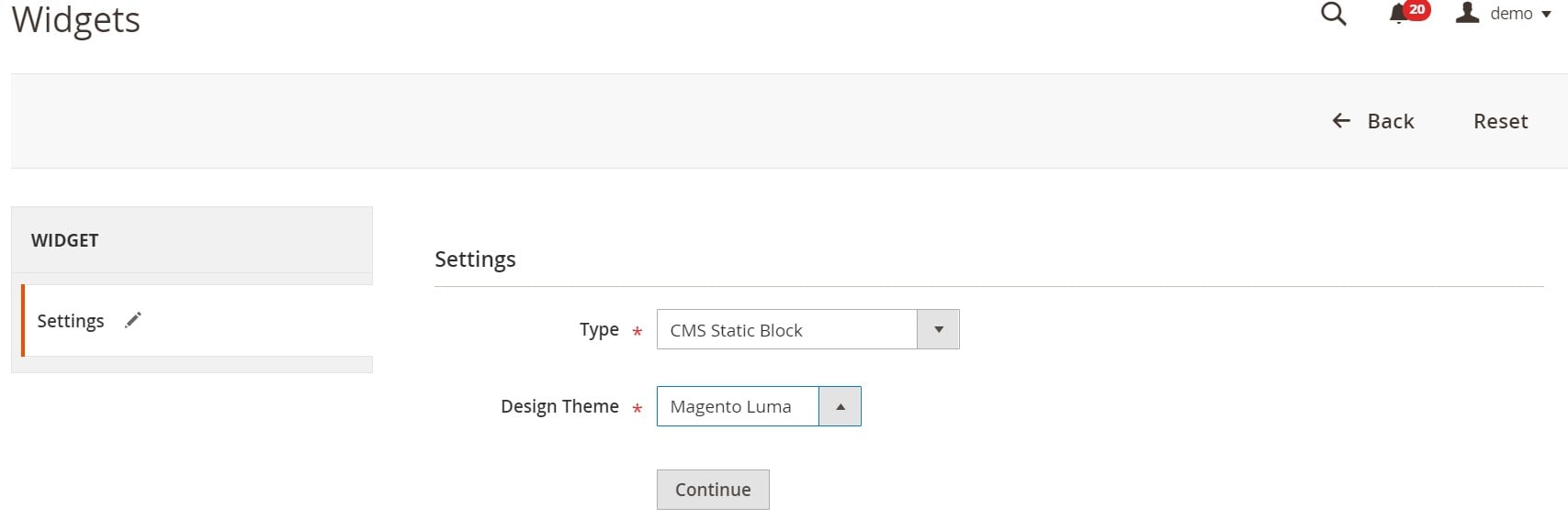 Magento 2 widgets