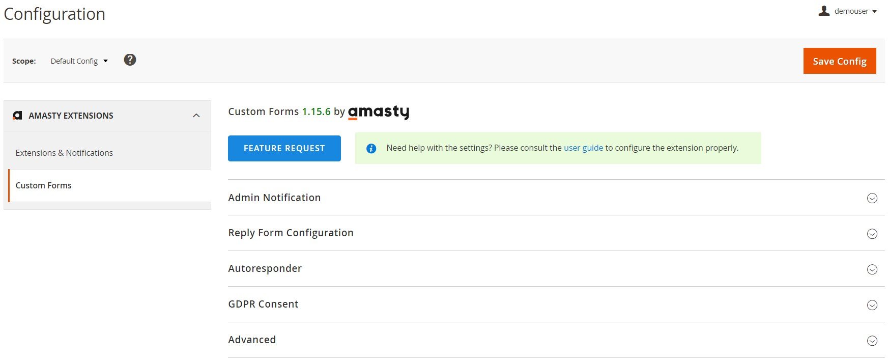 Amasty Magento 2 custom form extension backend