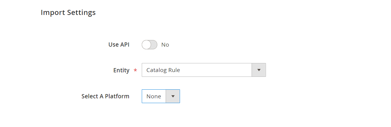 Import Magento 2 Catalog Price Rules: import settings