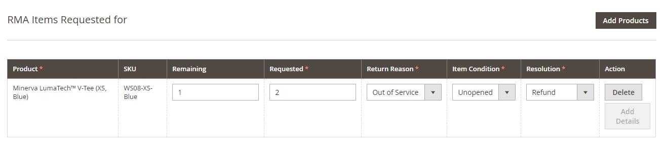 Magento 2 RMA returns b2b