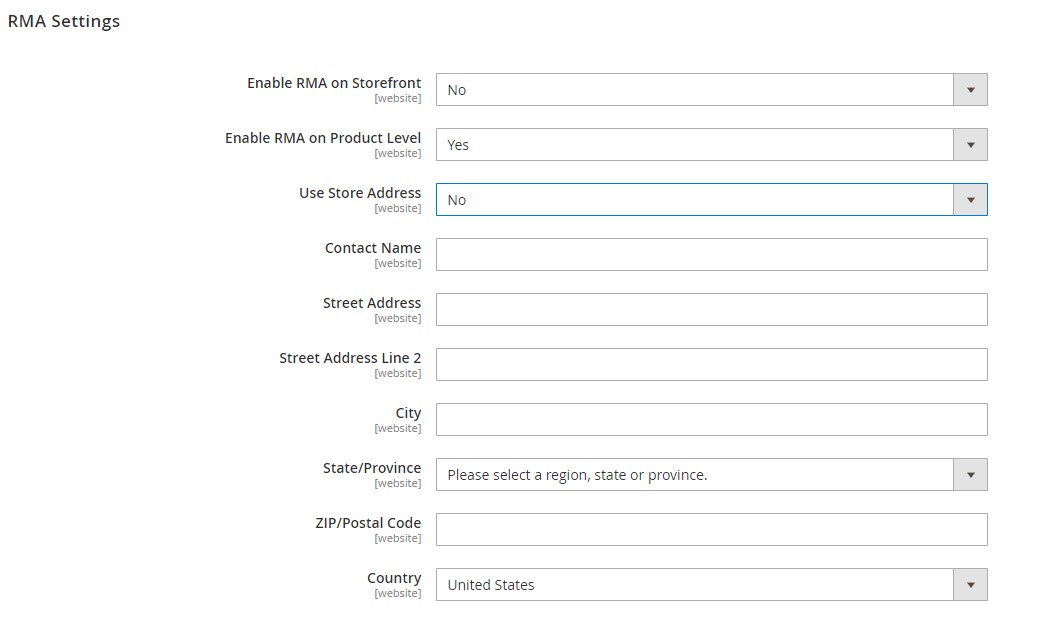 Magento 2 RMA returns b2b