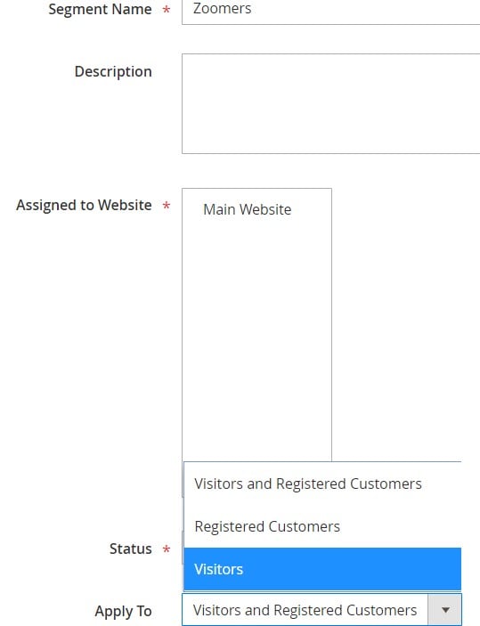 Magento 2 customer segments