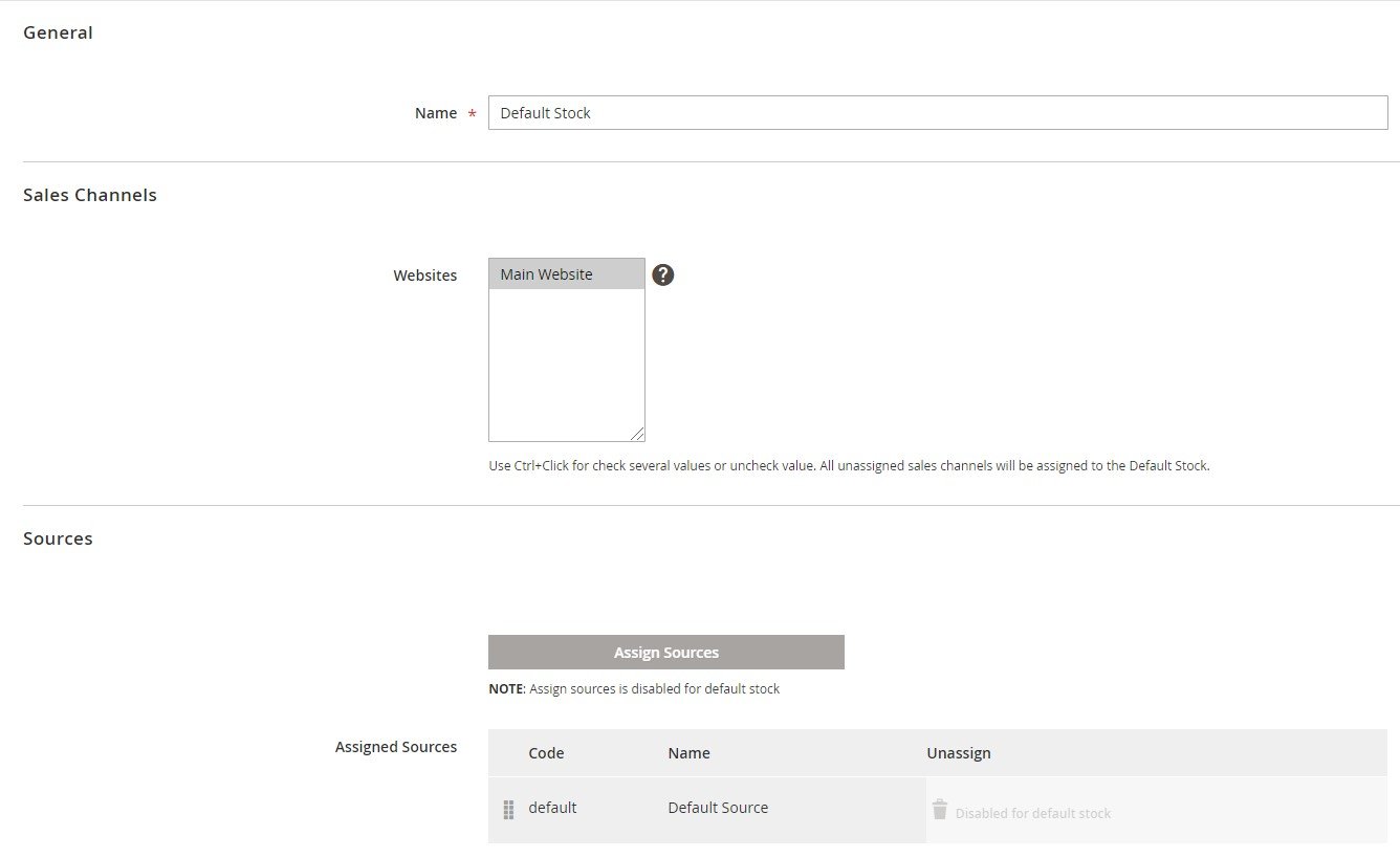 magento 2 sources stocks