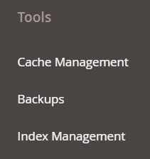 Magento 2 tools cache, index, backup