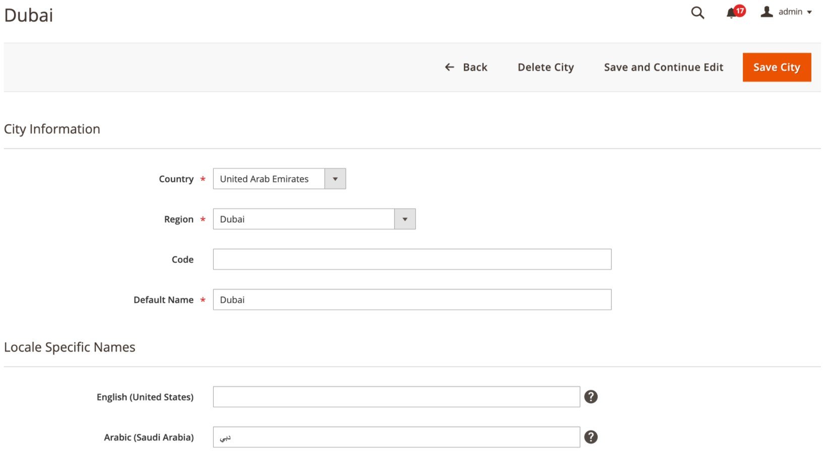 Region & City Dropdown Manager Magento 2 Extension backend