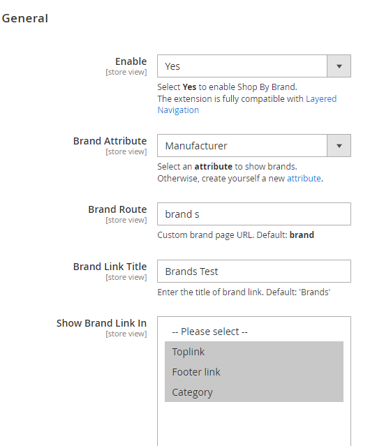 magento 2 shop by brand extension