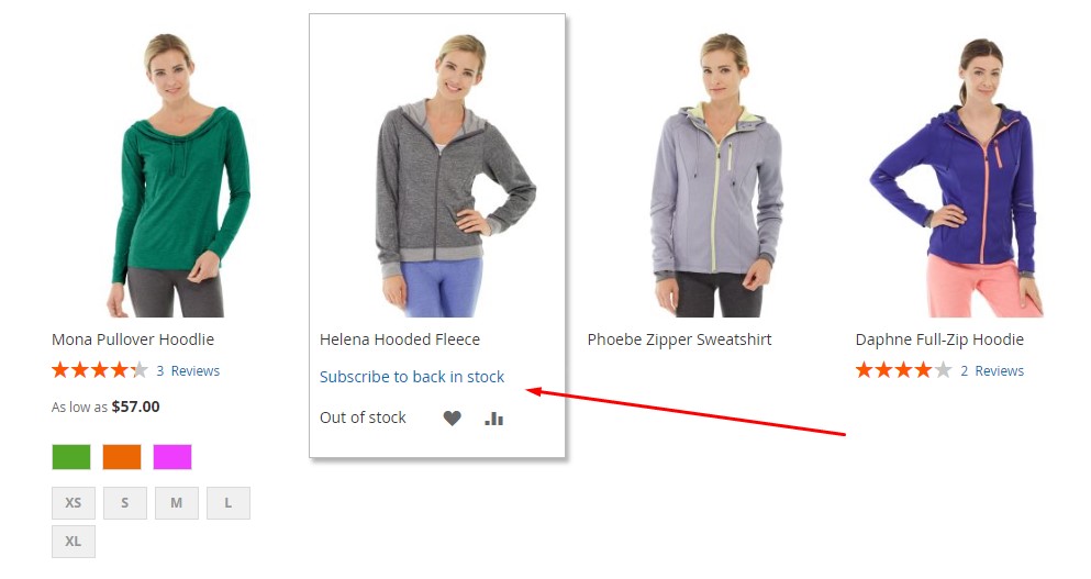 subscribe for out of stock notifications on Magento 2 category page