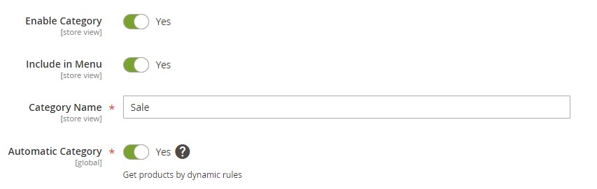 Magento 2 Dynamic Category general settings