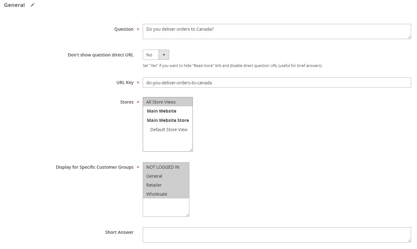 Magento 2 FAQ question general configuration