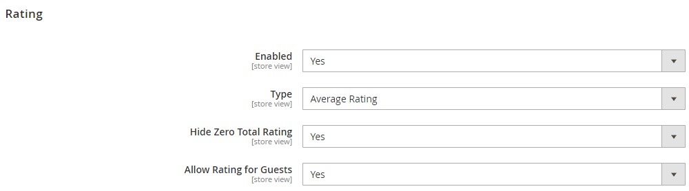 Magento 2 FAQ extension rating settings