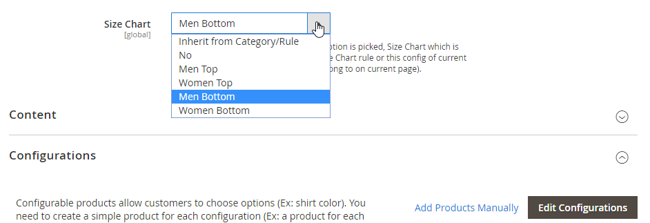 Magento 2 size chart extension