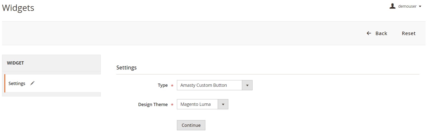 Custom Button Magento 2 module settings