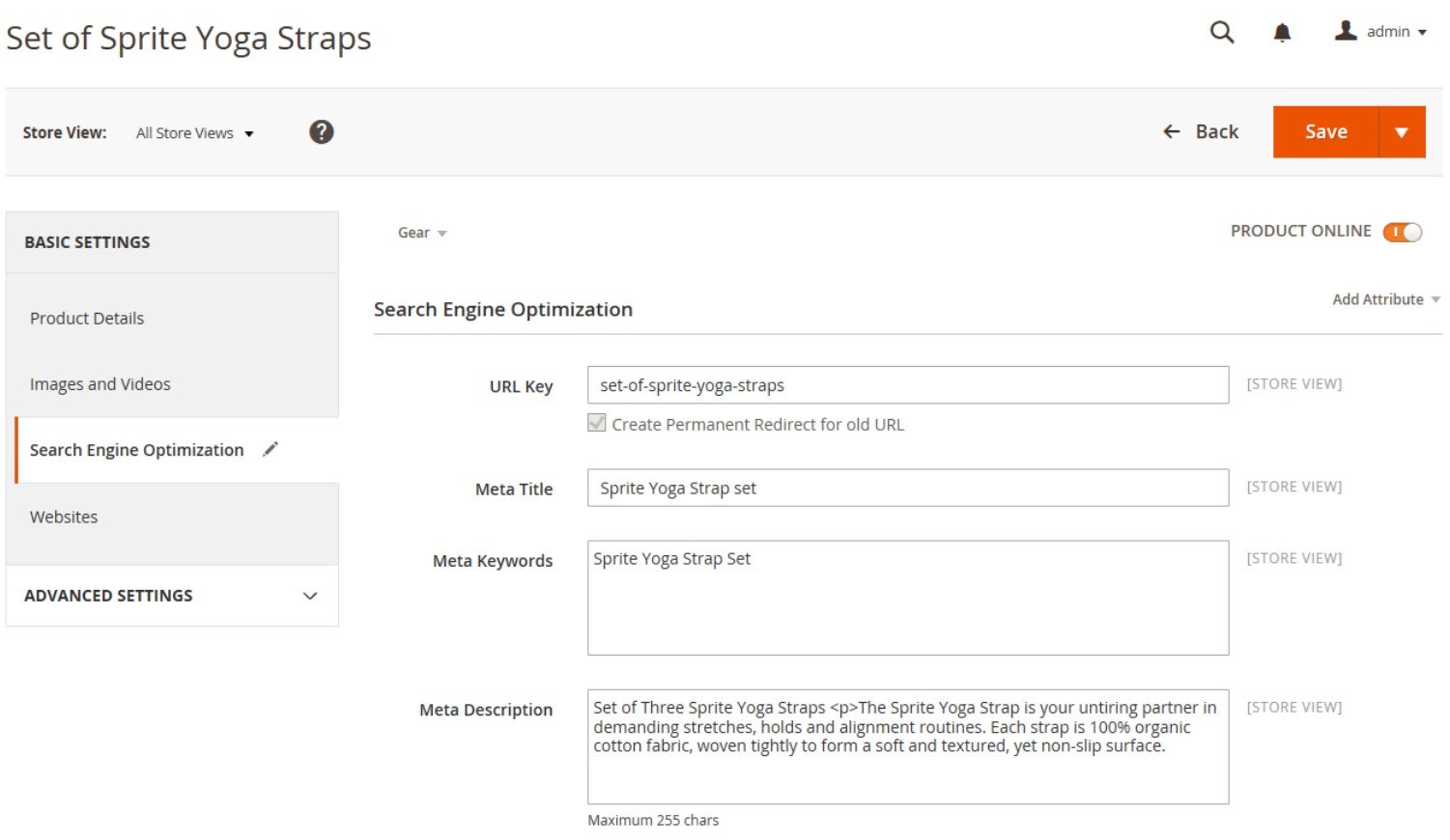 Magento SEO meta data