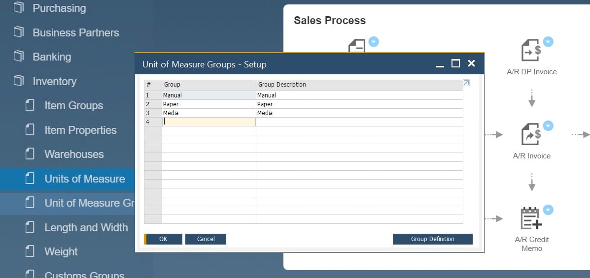 sap business one item master data
