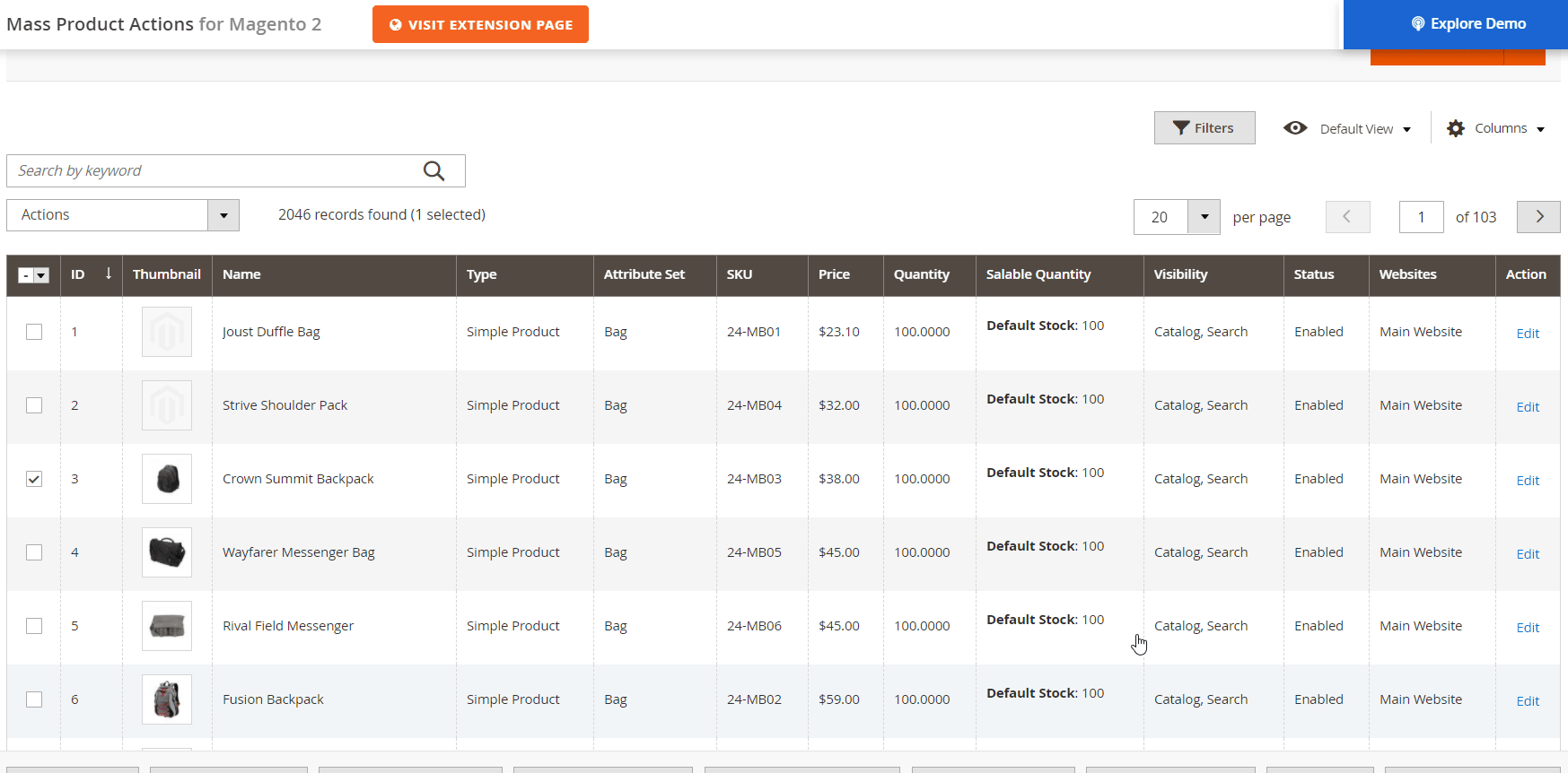 Magento 2 mass product actions extension