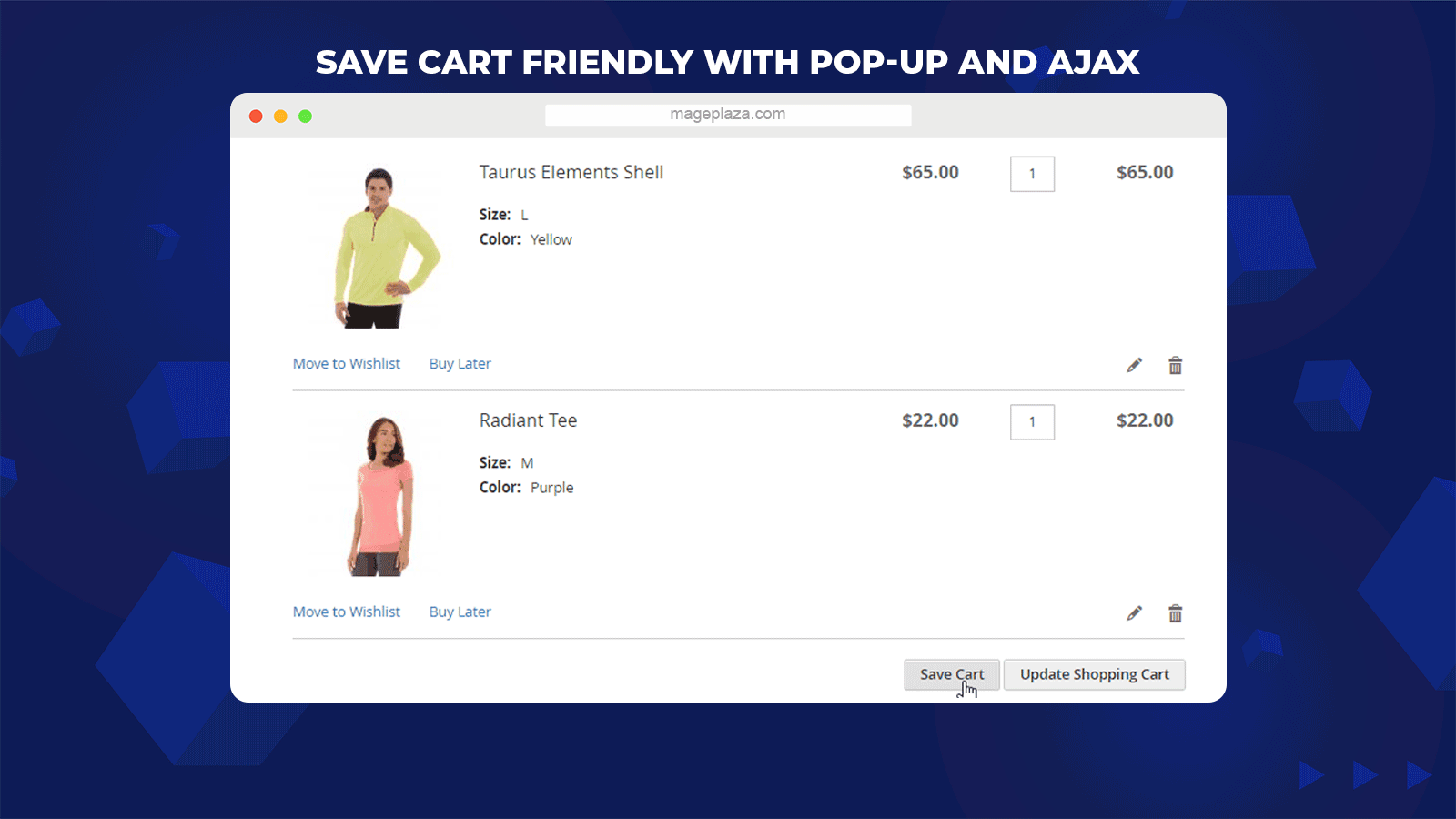 magento 2 save cart extension