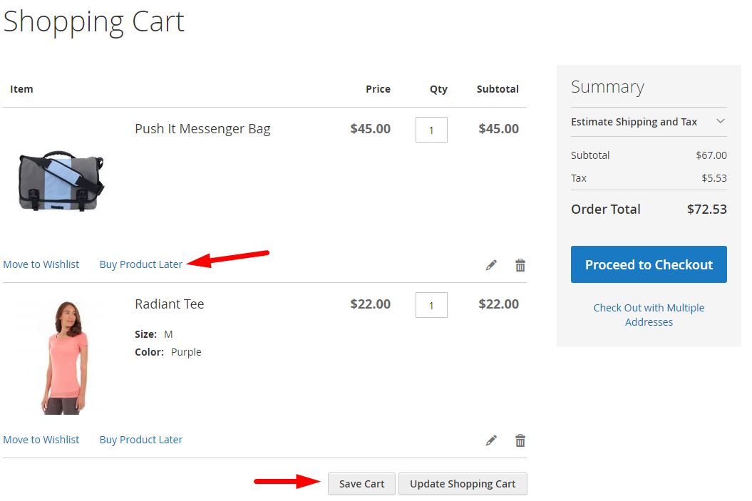 magento 2 save cart extension