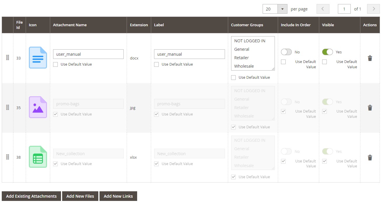 Magento 2 product attachments on a category page