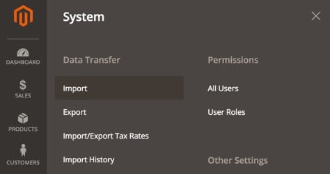 Magento 2 import products default tools