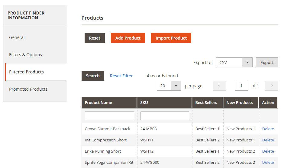 Magento 2 product finder