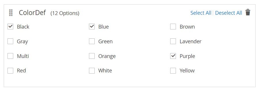 Magento 2 Color Swatches: select attribute values