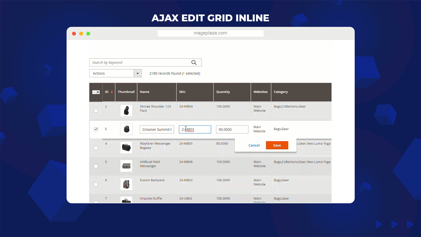 Magento 2 product grid extension