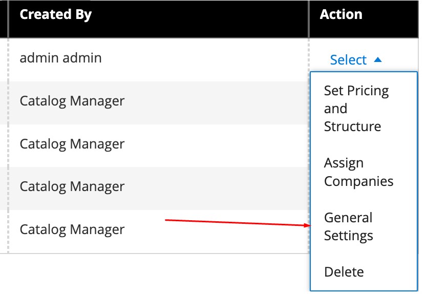 magento 2 shared catalog general settings in actions column
