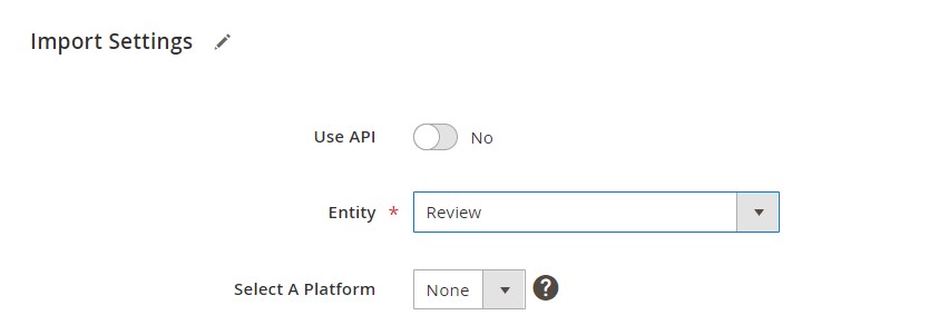 magento 2 import product reviews: import settings
