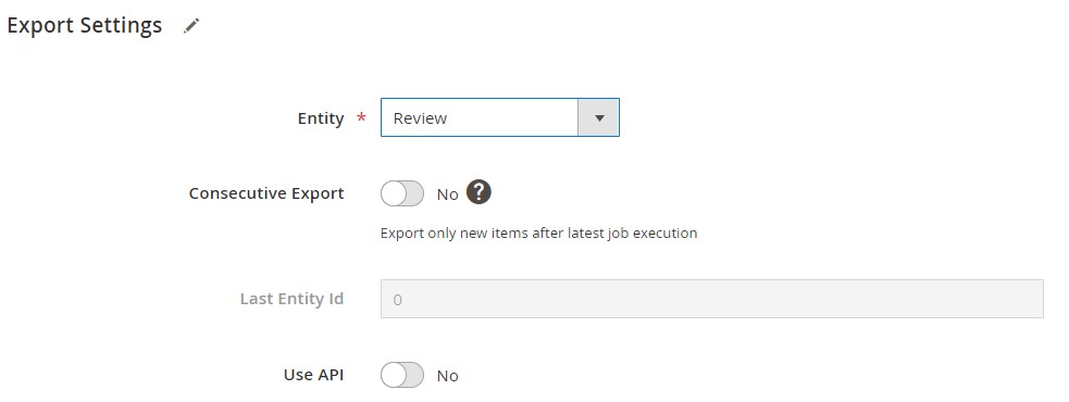 magento export product reviews: export settings