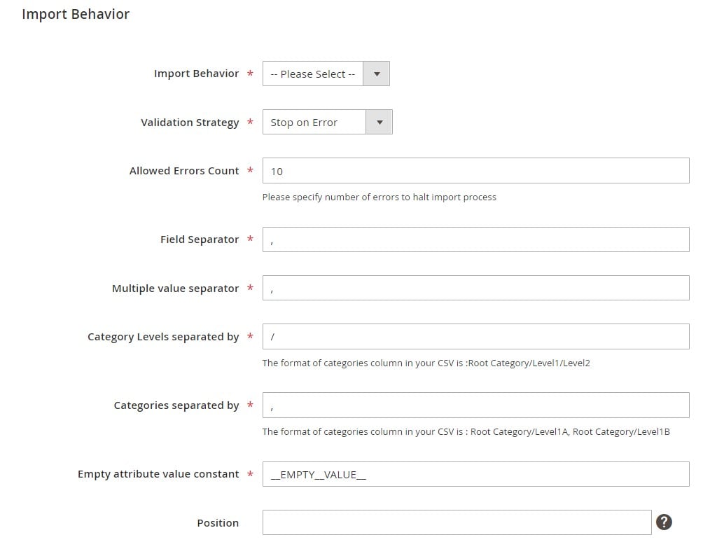 Magento 2 Google Sheets Integration: import behavior & separators