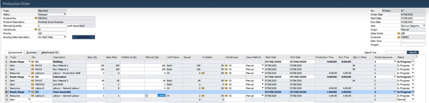 sap business one production module