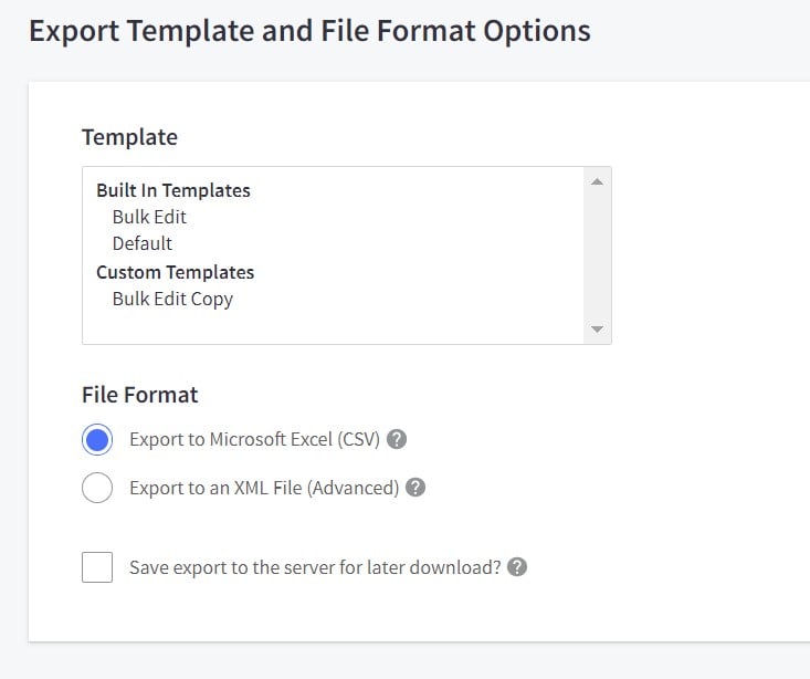 how to choose customer export template in bigcommerce