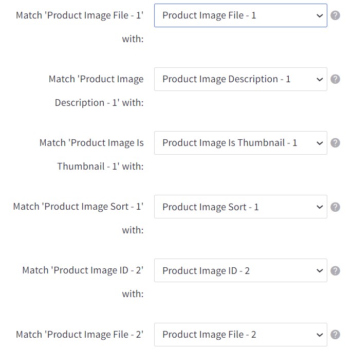 BigCommerce product import: link image-related columns to default ones