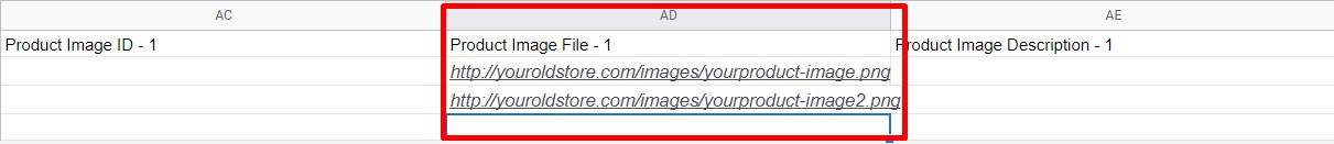 BigCommerce product import: specify product image file URL