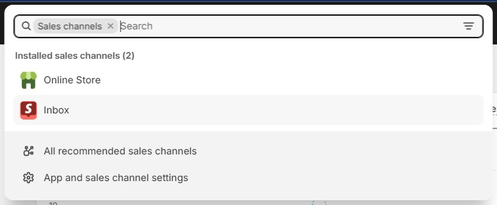 Shopify admin's recommended sales channels