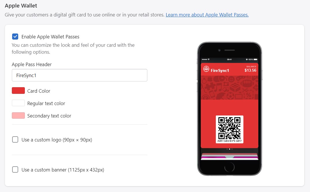 how to enable apple wallet passes for shopify gift cards