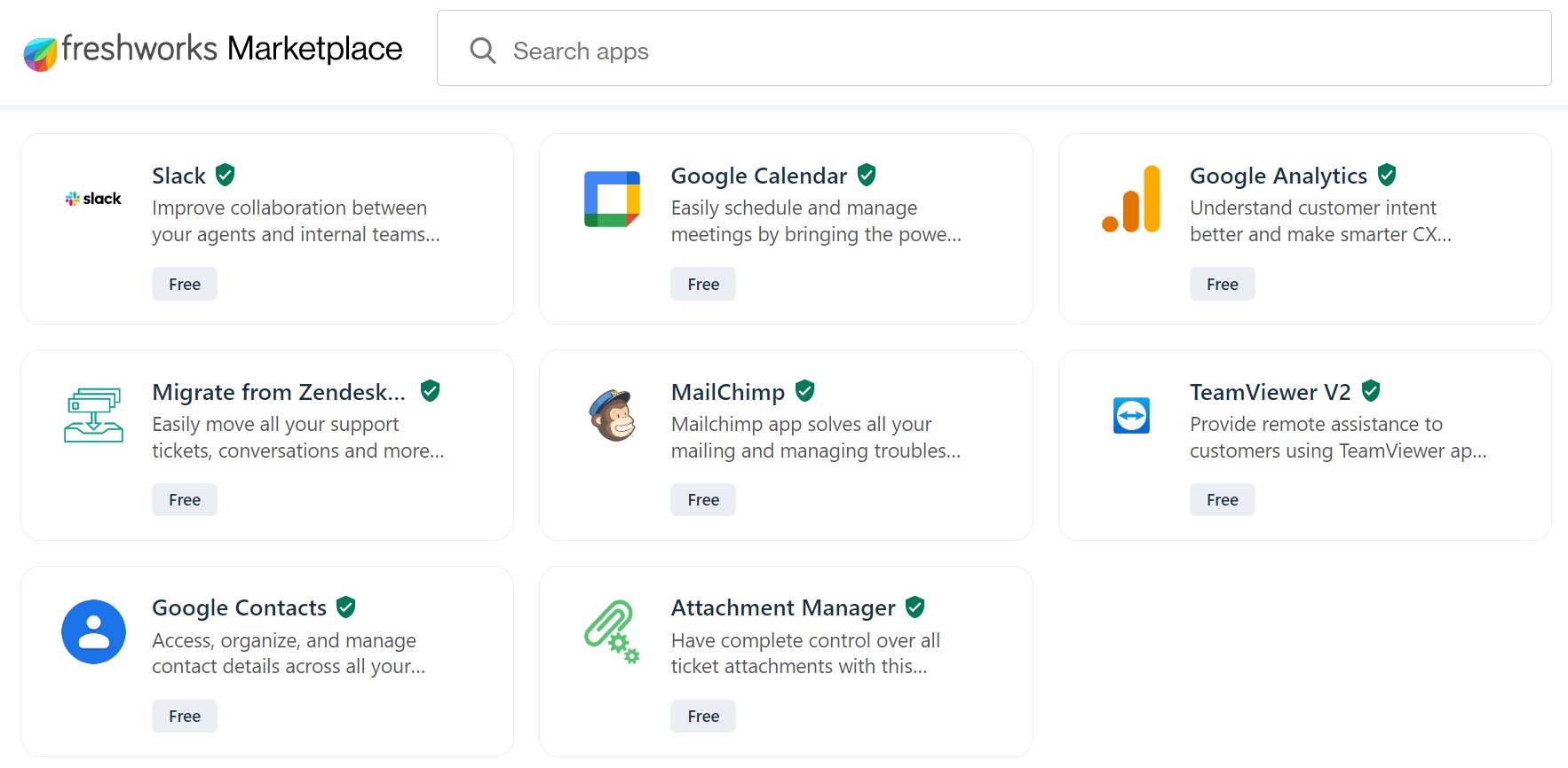 Freshworks marketplace with native and third-party freshdesk apps