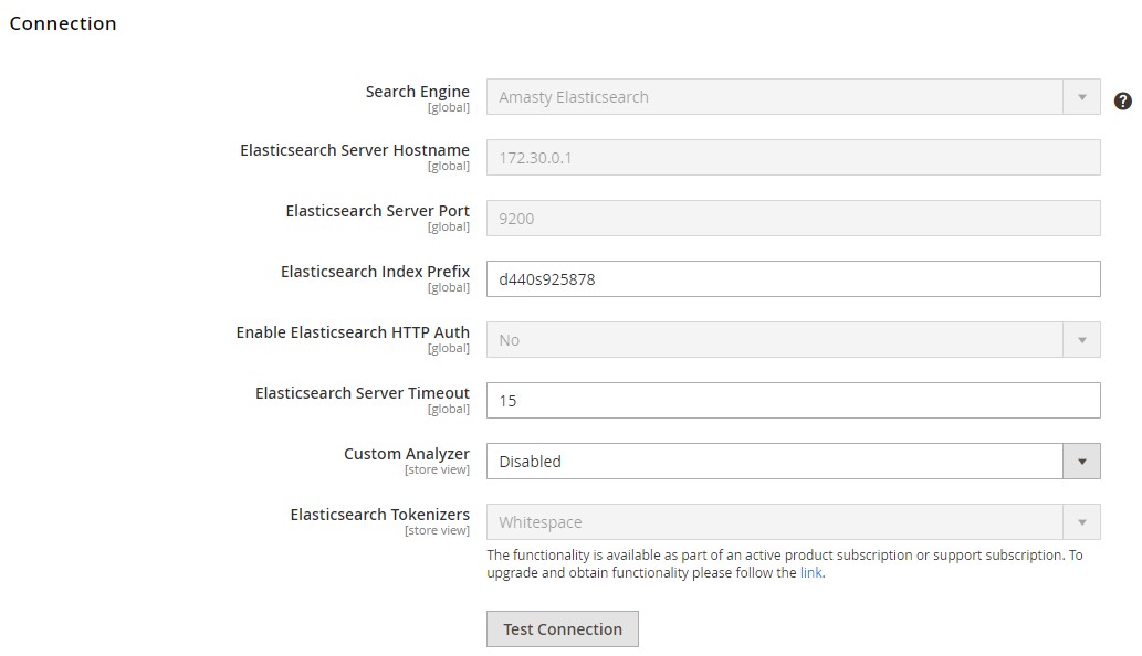 Magento 2 Elasticsearch Layered Navigation extension by Amasty: elasticsearch connection