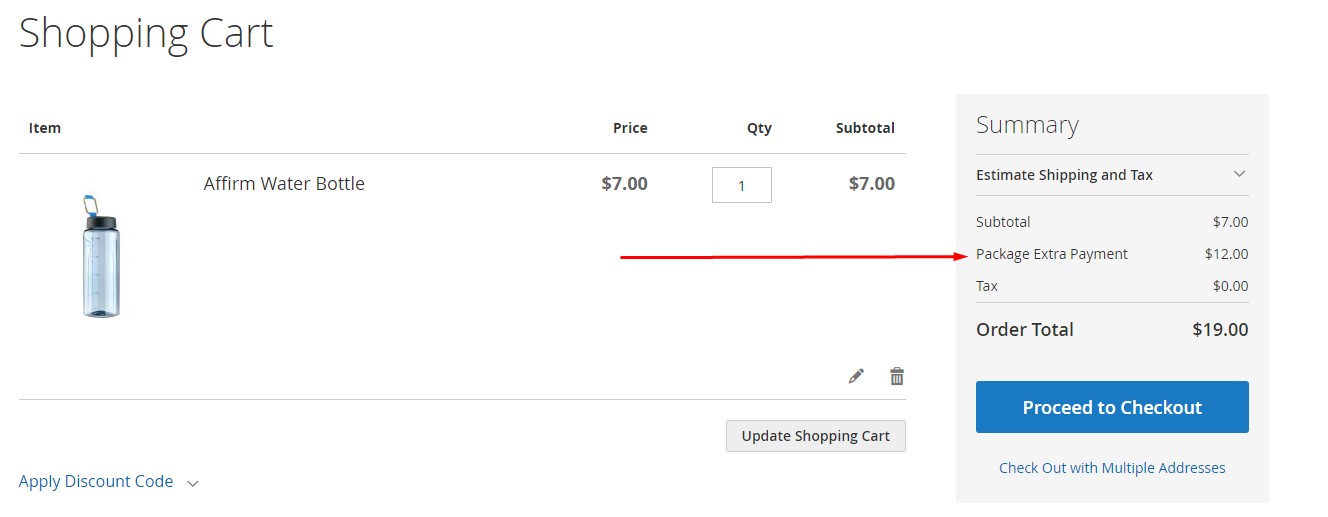 magento 2 payment fee display in a shopping cart