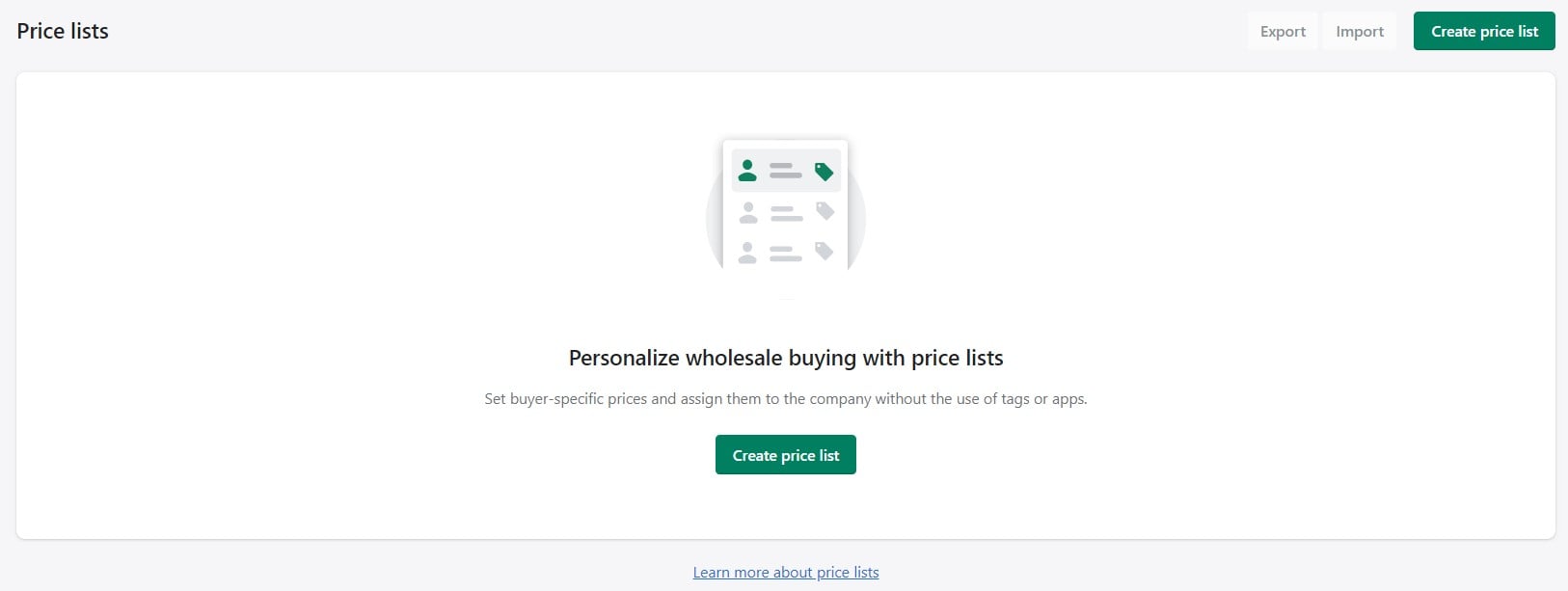 Shopify wholesale price lists