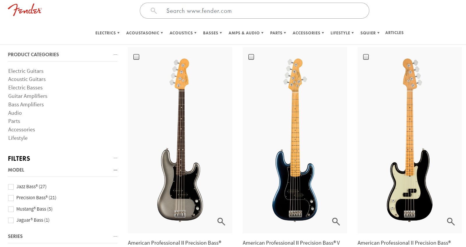 How to start an e-commerce business: Fender's e-commerce website