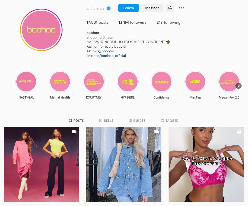 How to start an e-commerce business: Boohoo on instagram
