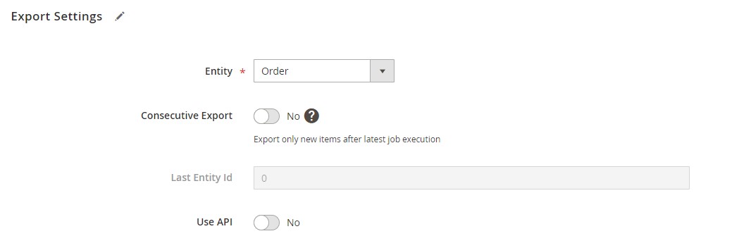 magento xml order export: entity