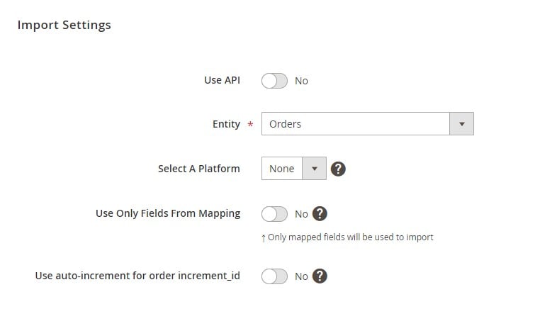 Magento 2 import orders: select entity