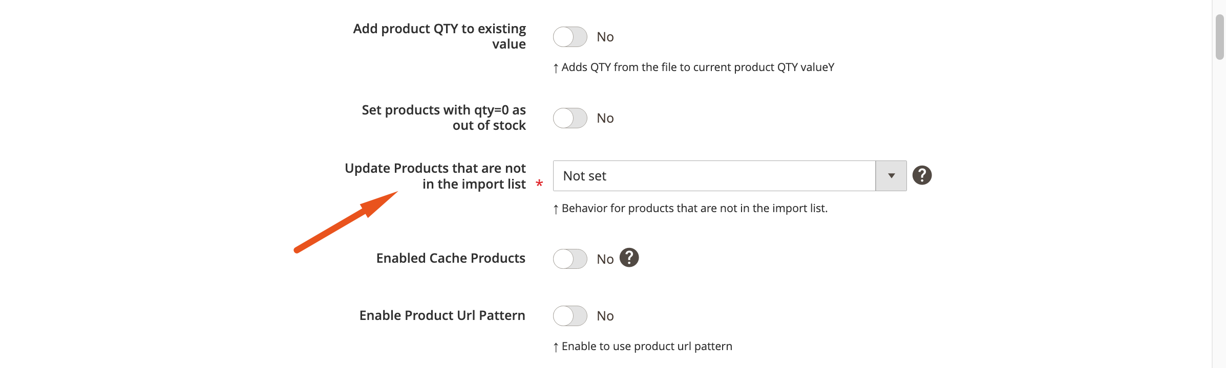 How to update products that are not listed in a product table during Magento 2 import
