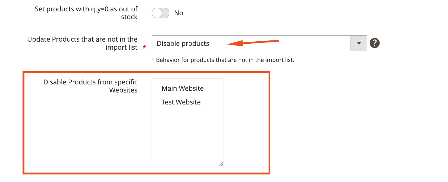 choose websites to disable products