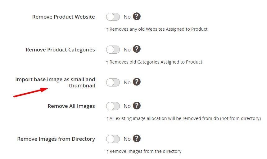 Import base image as small and thumbnail Magento 2 feature
