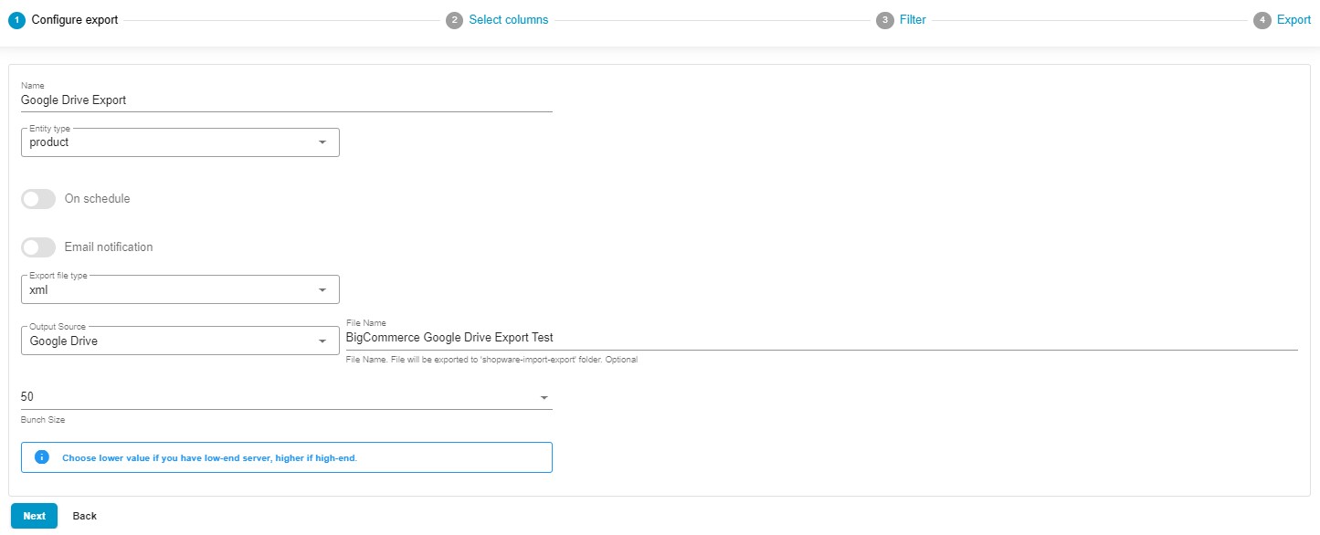 BigCommerce Google Drive Export